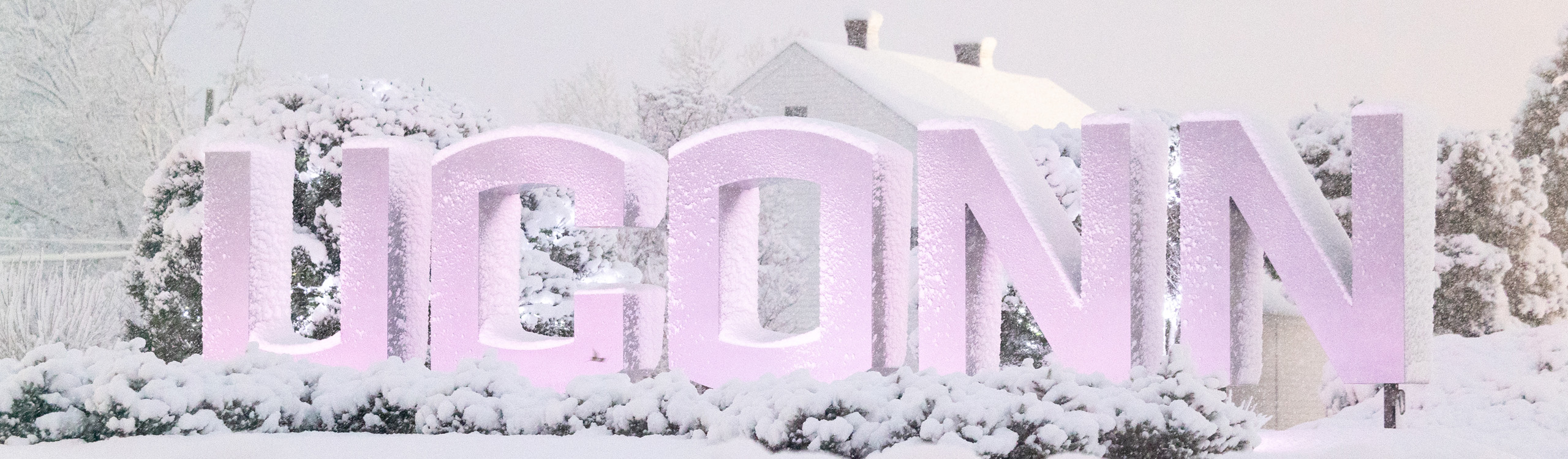 UConn sign in the snow