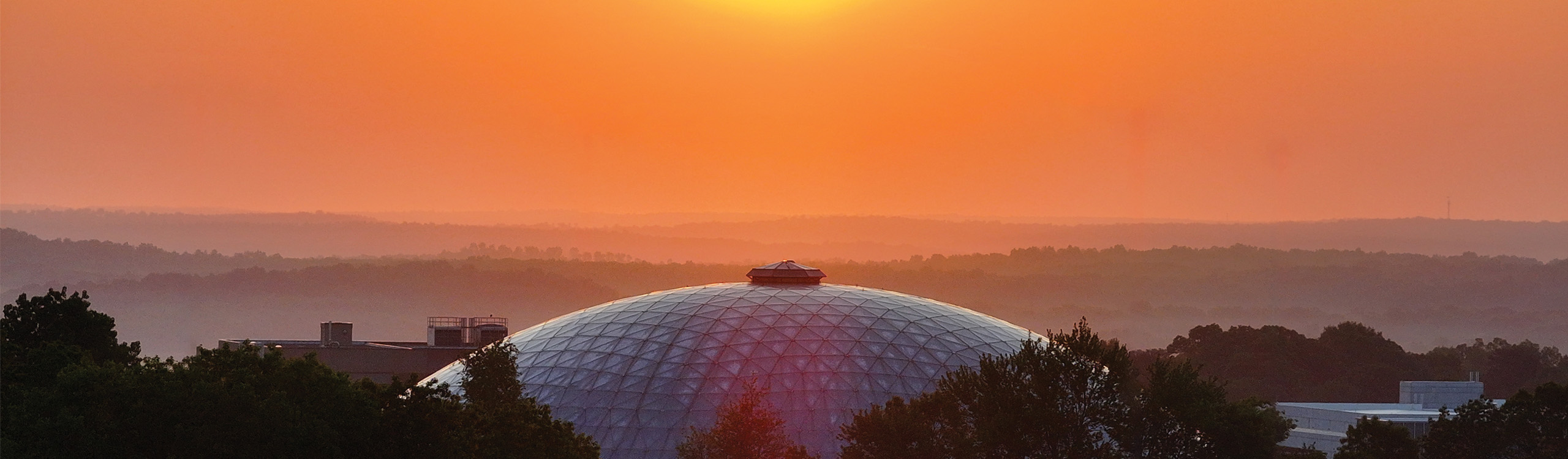 gampel pavilion roof at sunset